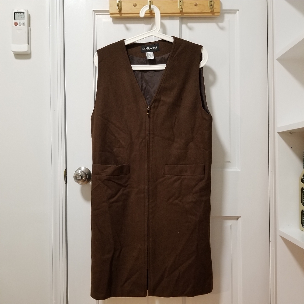 ♠ Vintage Sage Harbor Brown Long Vest Size 6P
